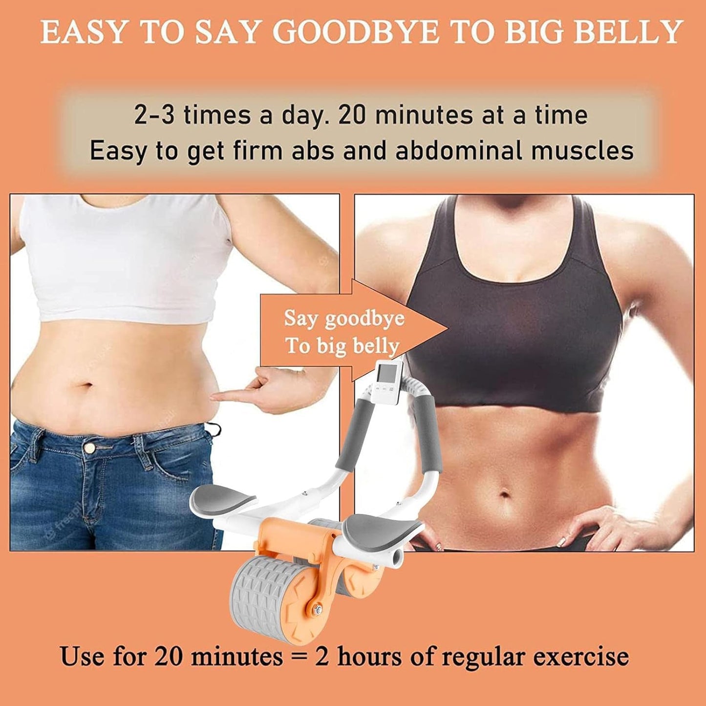 Double wheel abdominal roller with elbow support