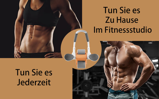 Double wheel abdominal roller with elbow support