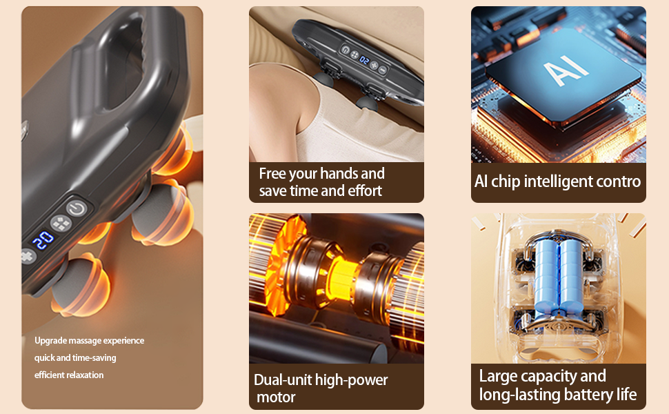 deep tissue massager, 4-head percussion massage gun