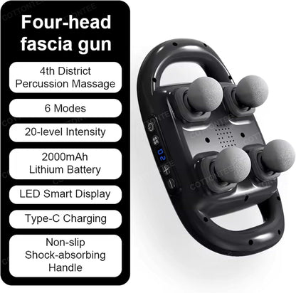 deep tissue massager, 4-head percussion massage gun