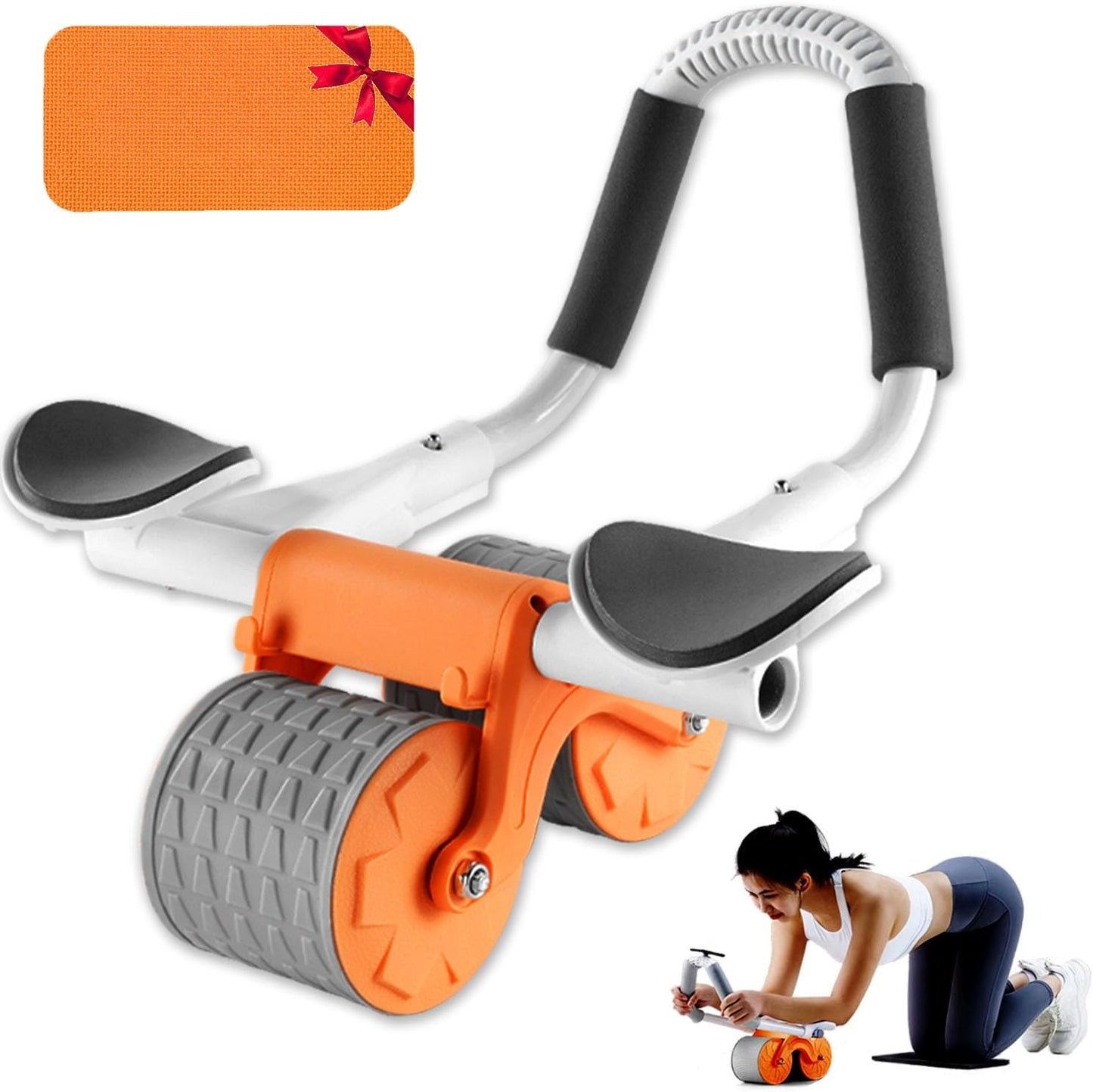 Double wheel abdominal roller with elbow support