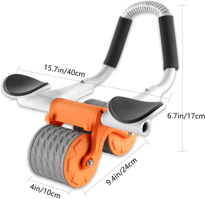 Double wheel abdominal roller with elbow support