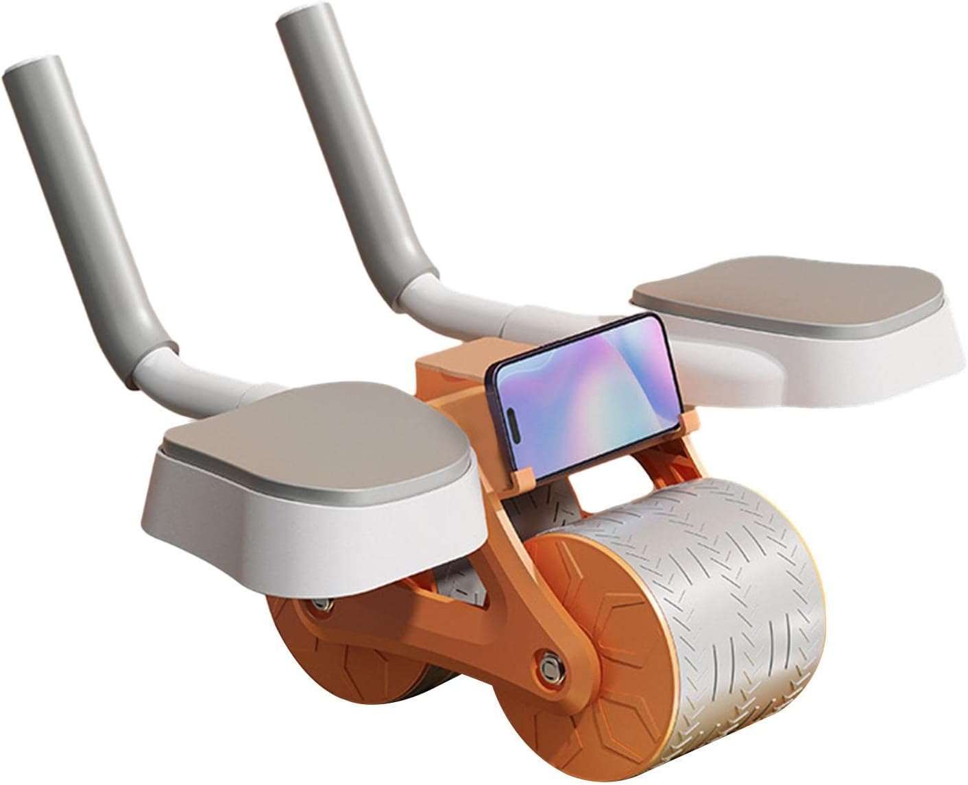 Ab wheel with automatic rebound, exercise roller with elbow support, home abdominal exerciser with phone holder, waist, shoulder and arm exercises.