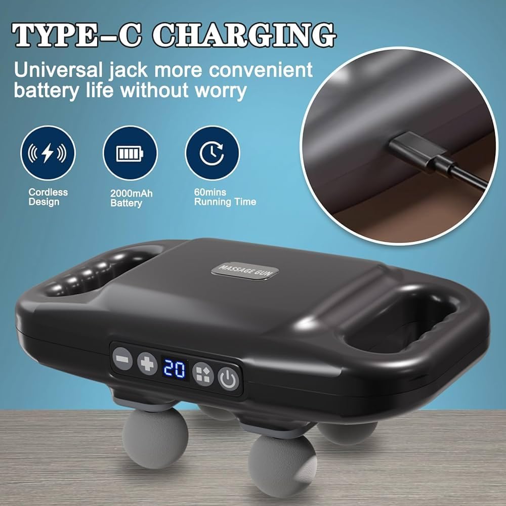 deep tissue massager, 4-head percussion massage gun