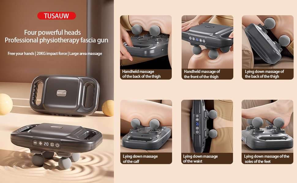 deep tissue massager, 4-head percussion massage gun