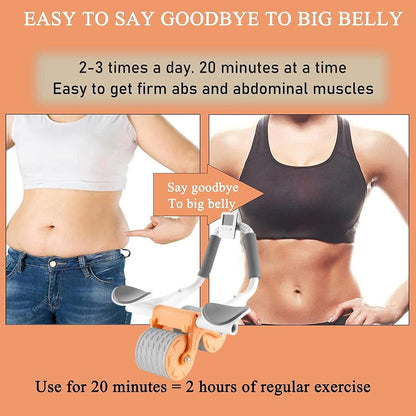 Double wheel abdominal roller with elbow support