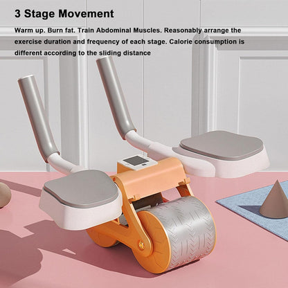 Ab wheel with automatic rebound, exercise roller with elbow support, home abdominal exerciser with phone holder, waist, shoulder and arm exercises.