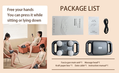 deep tissue massager, 4-head percussion massage gun